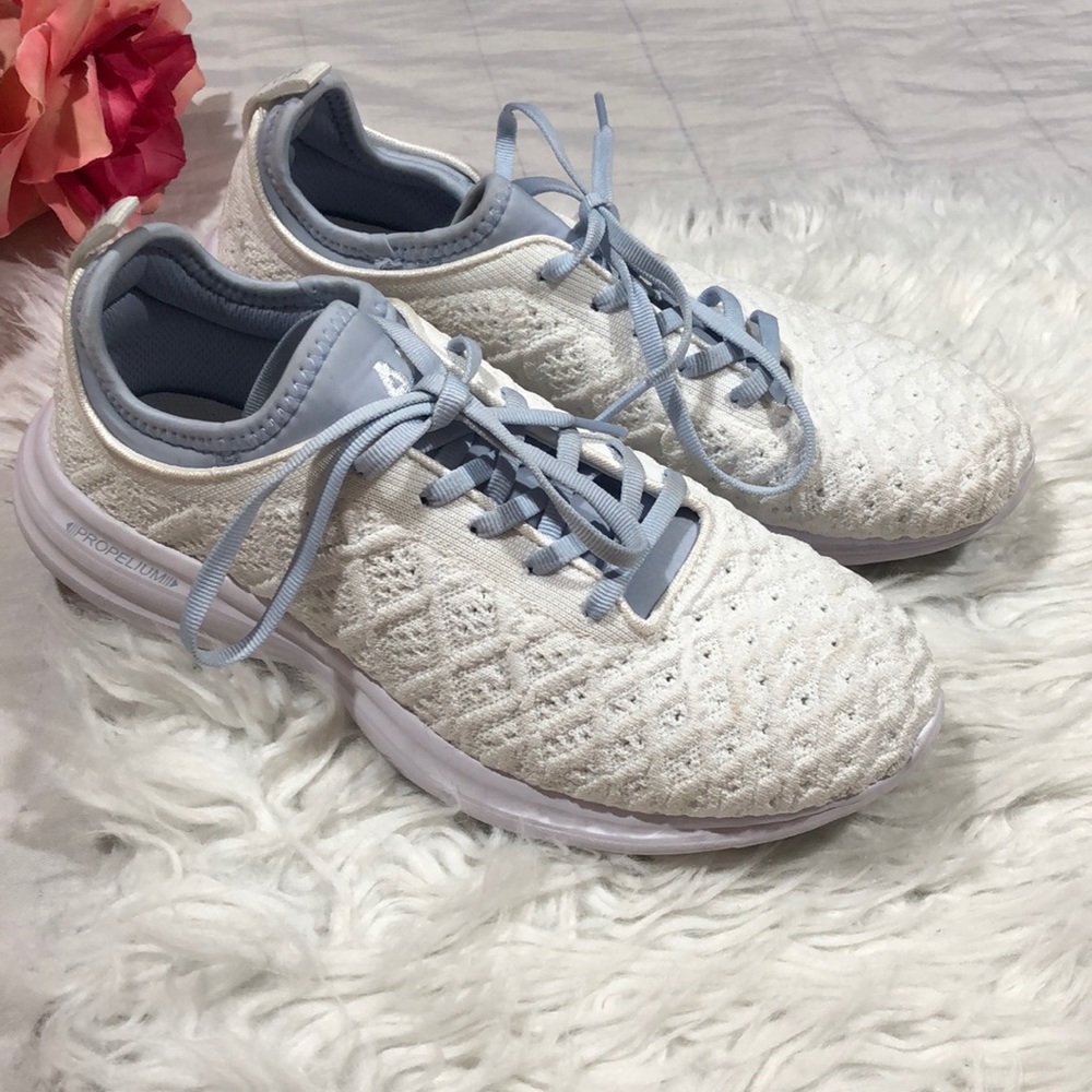 APL White Knit Techloom Phantom Lace Up Running Sneakers